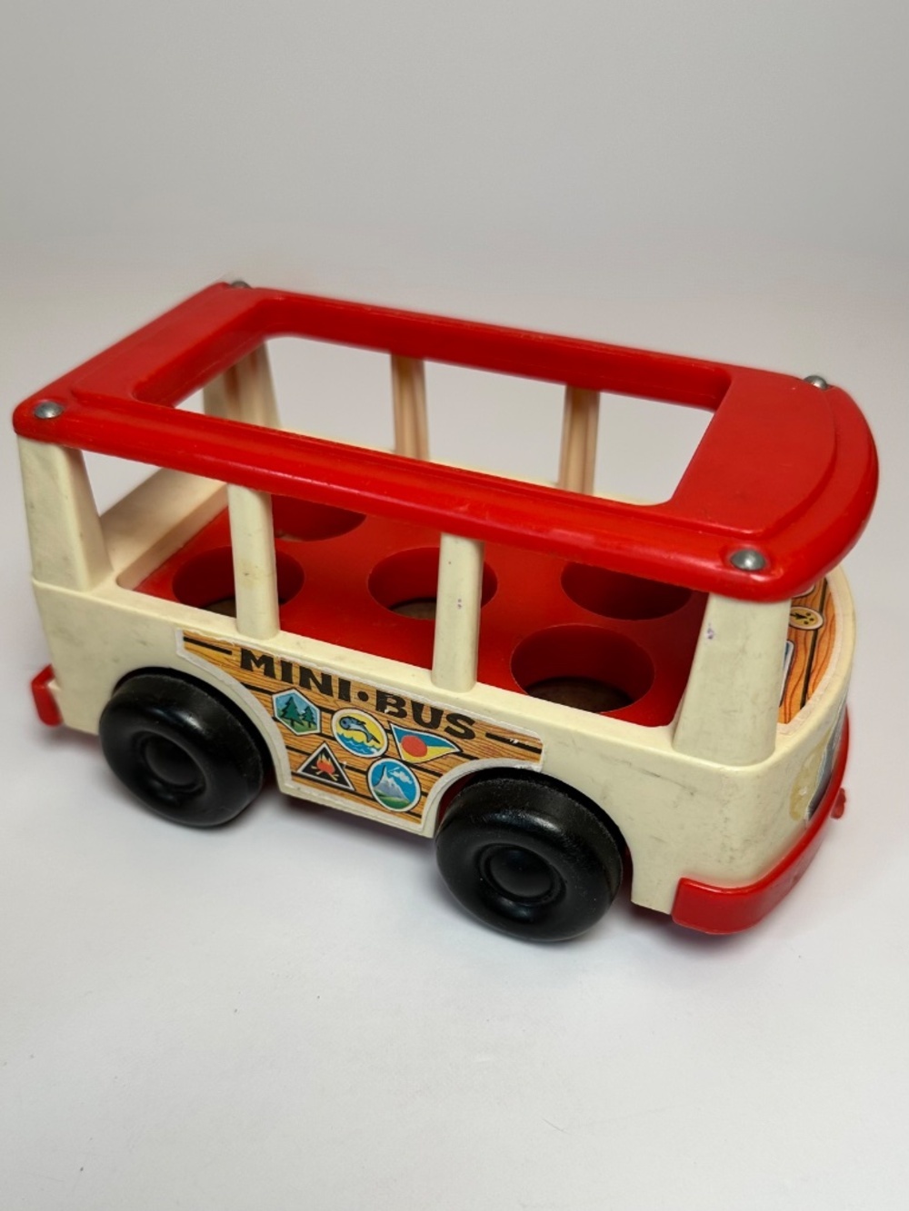 Vintage Fisher Price Mini Bus FP-141 1969 Little People Toy Red White USA - Picture 2 of 11